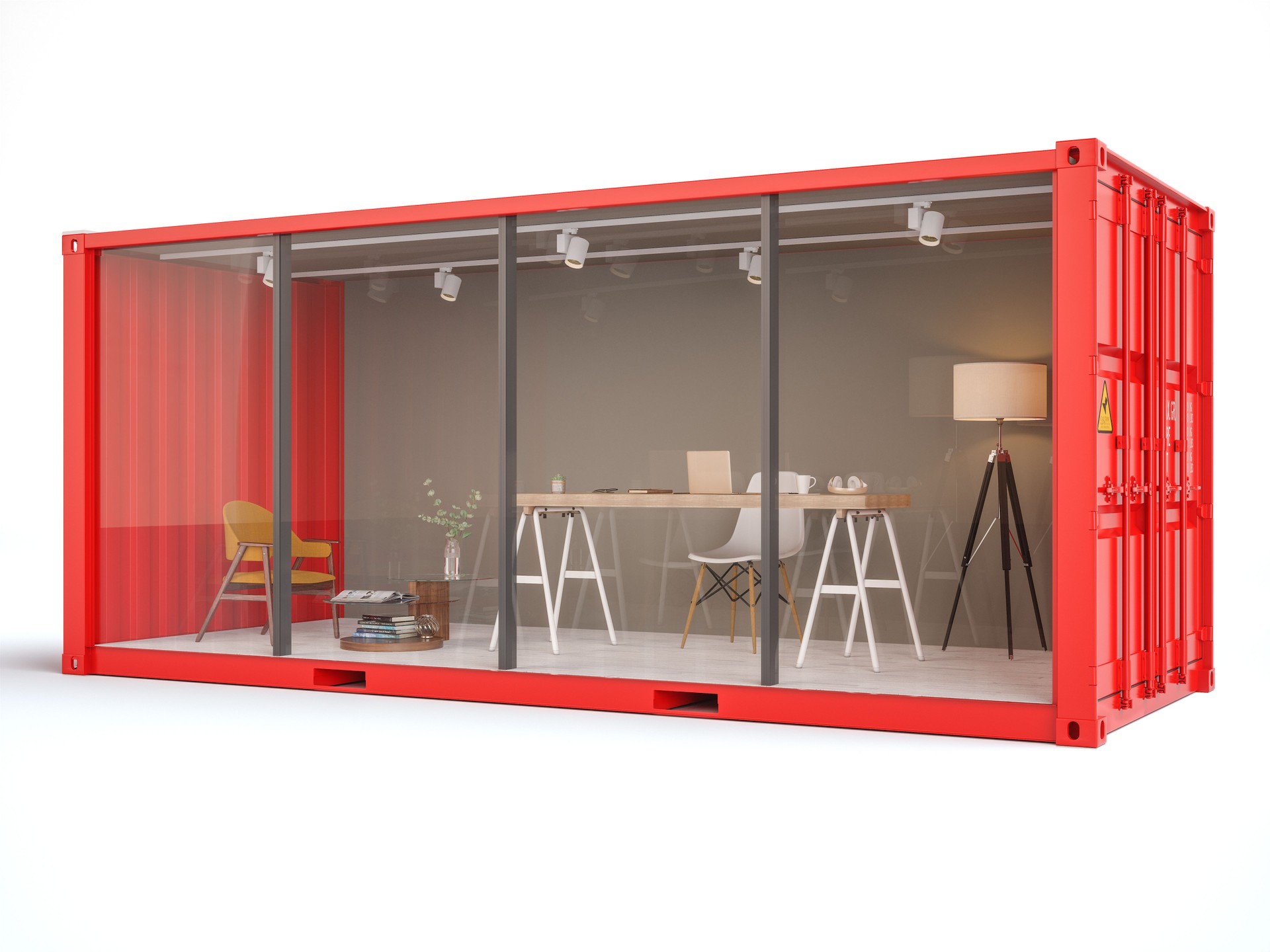 Modern office inside cargo